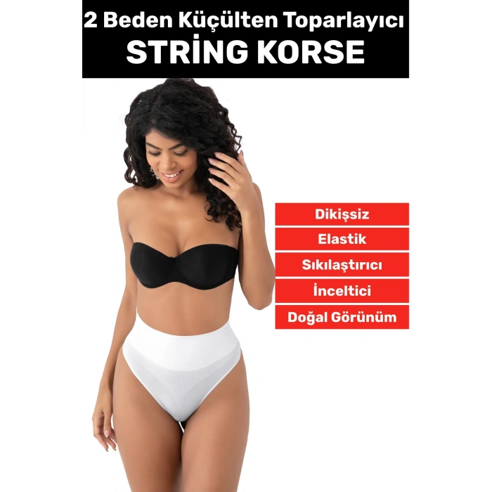 Özel Üretim İz Göstermez Kaymaz 2 Beden İncelten Sıkılaştırıcı Toparlayıcı Dikişsiz String Korse