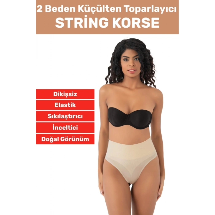 Özel Üretim İz Göstermez Kaymaz 2 Beden İncelten Sıkılaştırıcı Toparlayıcı Dikişsiz String Korse