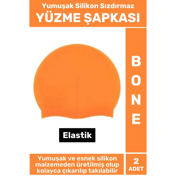Özel Üretim Su Geçirmez Elastik Yüzücü Havuz Deniz Yüzme Şapkası Yumuşak Silikon Bone 2 Adet