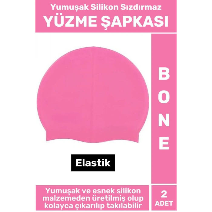 Özel Üretim Su Geçirmez Elastik Yüzücü Havuz Deniz Yüzme Şapkası Yumuşak Silikon Bone 2 Adet