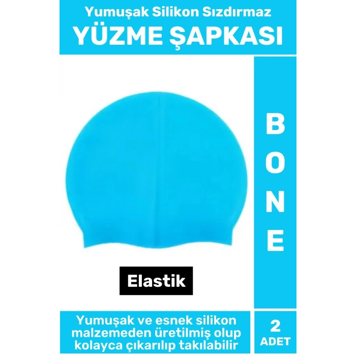 Özel Üretim Su Geçirmez Elastik Yüzücü Havuz Deniz Yüzme Şapkası Yumuşak Silikon Bone 2 Adet