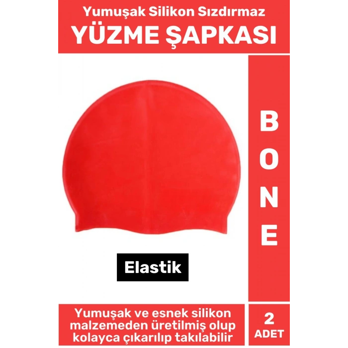 Özel Üretim Su Geçirmez Elastik Yüzücü Havuz Deniz Yüzme Şapkası Yumuşak Silikon Bone 2 Adet