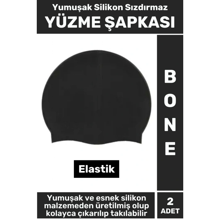 Özel Üretim Su Geçirmez Elastik Yüzücü Havuz Deniz Yüzme Şapkası Yumuşak Silikon Bone 2 Adet
