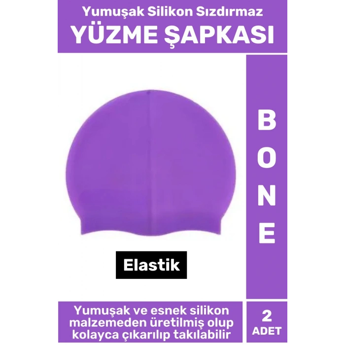 Özel Üretim Su Geçirmez Elastik Yüzücü Havuz Deniz Yüzme Şapkası Yumuşak Silikon Bone 2 Adet