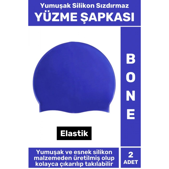 Özel Üretim Su Geçirmez Elastik Yüzücü Havuz Deniz Yüzme Şapkası Yumuşak Silikon Bone 2 Adet