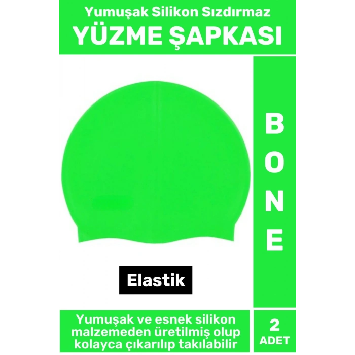 Özel Üretim Su Geçirmez Elastik Yüzücü Havuz Deniz Yüzme Şapkası Yumuşak Silikon Bone 2 Adet