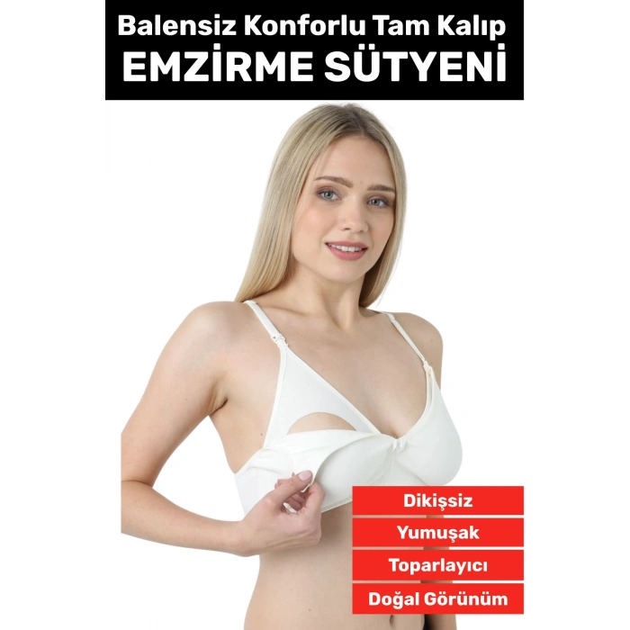 Özel Üretim Doğal Görünüm Toparlayıcı Pamuklu Balensiz Dikişsiz Hamile Lohusa Emzirme Sütyeni