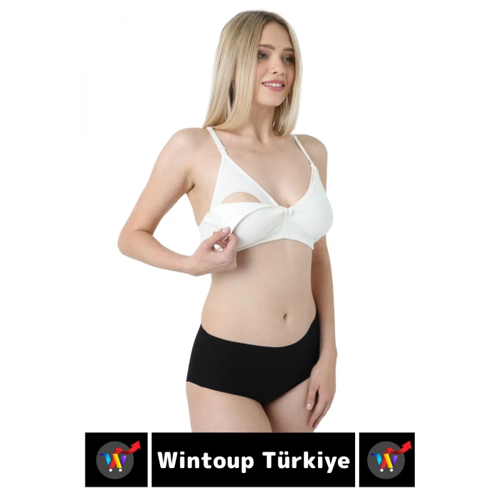 Özel Üretim Doğal Görünüm Toparlayıcı Pamuklu Balensiz Dikişsiz Hamile Lohusa Emzirme Sütyeni