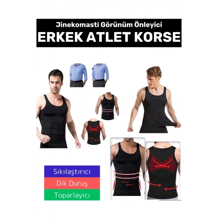 Özel Üretim Jinekomasti Dik Duruş Toparlayıcı Göbek Sıkılaştırıcı Elastik Erkek Atlet Korse