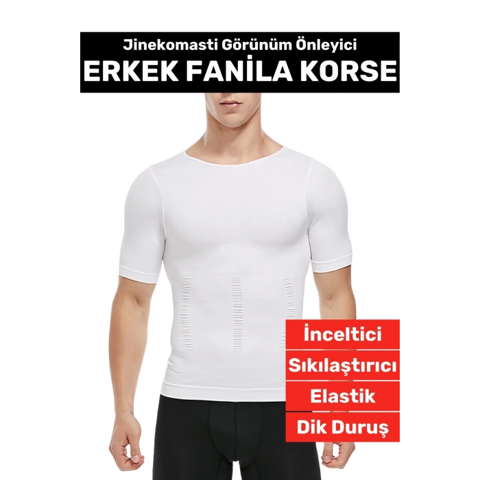 Özel Üretim Jinekomasti Dik Duruş Toparlayıcı Göbek Sıkılaştırıcı Elastik Erkek Fanila Korse