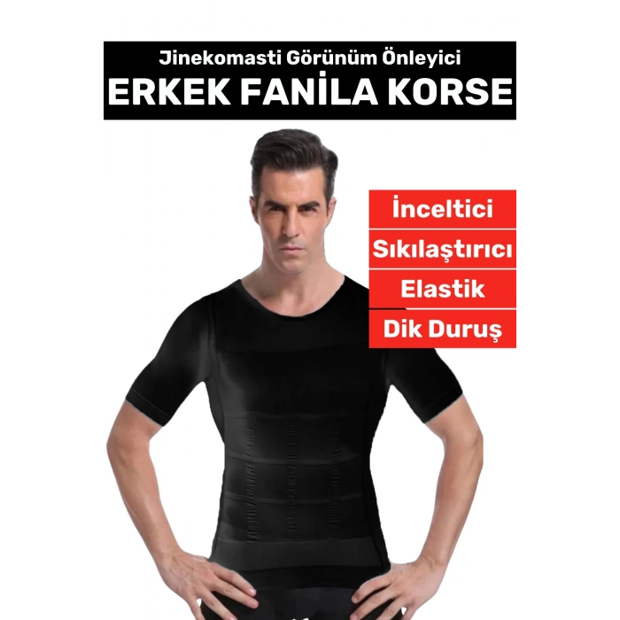Özel Üretim Jinekomasti Dik Duruş Toparlayıcı Göbek Sıkılaştırıcı Elastik Erkek Fanila Korse