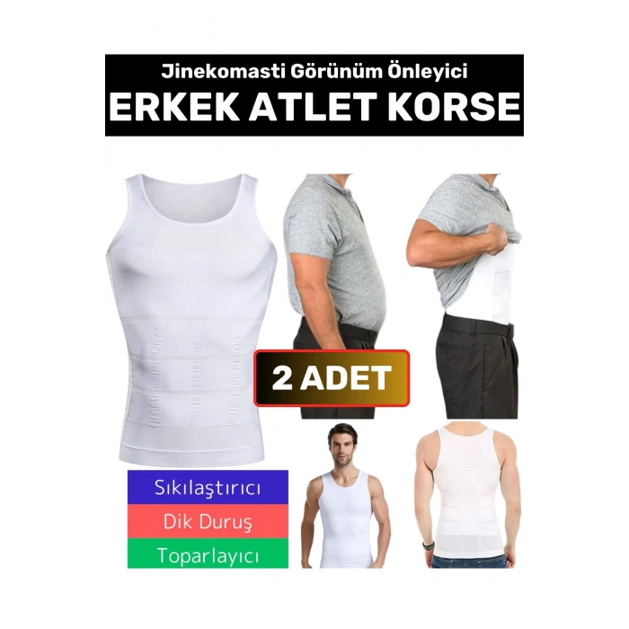 Özel Üretim Jinekomasti Dik Duruş Toparlayıcı Göbek Sıkılaştırıcı Elastik Erkek Atlet Korse 2 Adet