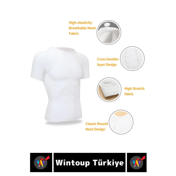 Özel Üretim Jinekomasti Dik Duruş Toparlayıcı Göbek Sıkılaştırıcı Elastik Erkek Fanila Korse 3 Adet