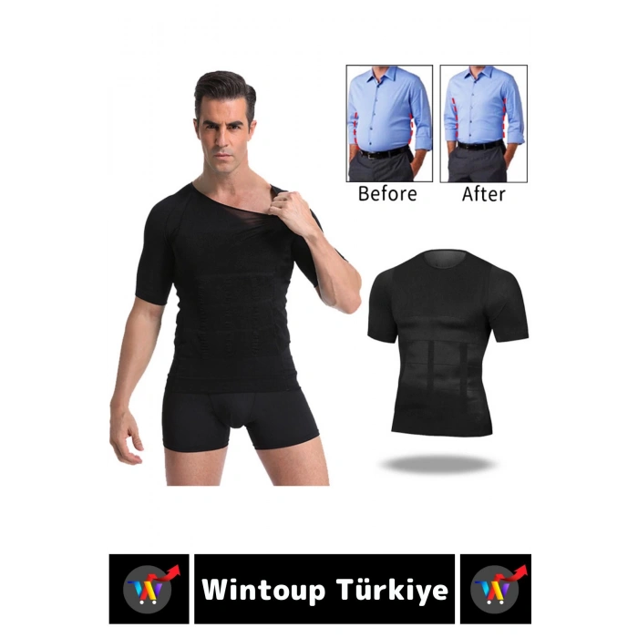 Özel Üretim Jinekomasti Dik Duruş Toparlayıcı Göbek Sıkılaştırıcı Elastik Erkek Fanila Korse 2 Adet