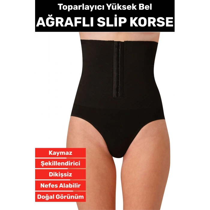 Özel Üretim Vücut Şekillendirici Beden Küçülten Toparlayıcı Ağraflı Yüksek Bel Slip Korse