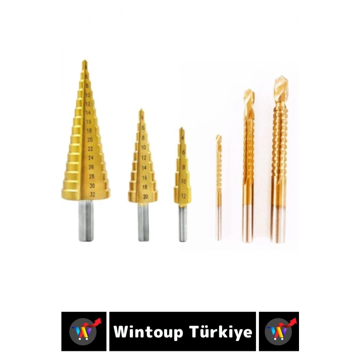 Isıya Aşınmaya Dayanıklı Ahşap Metal Plastik Kablolu Şarjlı Uyumlu 6lı Kademeli Matkap Ucu Seti