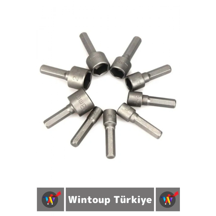 Premium Uzun Ömürlü Aşınmaya Dayanıklı Matkap Vidalama 5 Mm-13 Mm 9 Parça Manyetik Somun Adaptörü