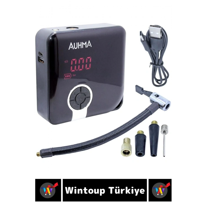 Premium Yüksek Basınçlı Motosiklet Bisiklet Top Lastik Şişirme Şarjlı Dijital Ekranlı Hava Kompresör