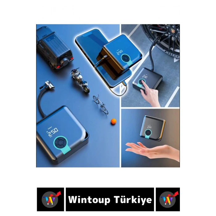 Premium Yüksek Basınçlı Motosiklet Bisiklet Top Lastik Şişirme Şarjlı Dijital Ekranlı Hava Kompresör