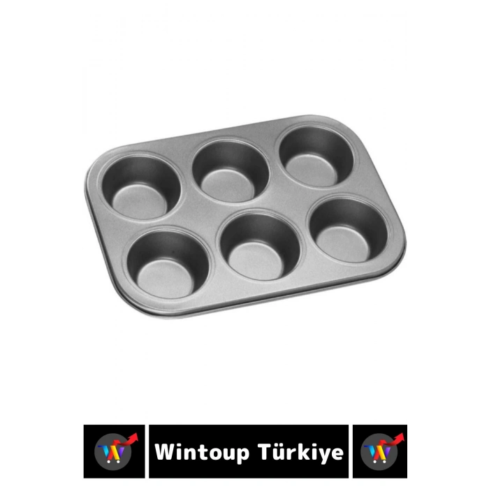 Premium Isıya Dayanıklı Yapışmaz Kolay Temizlenir Kek Brownie Cupcake 6lı Muffin Kek Kalıbı