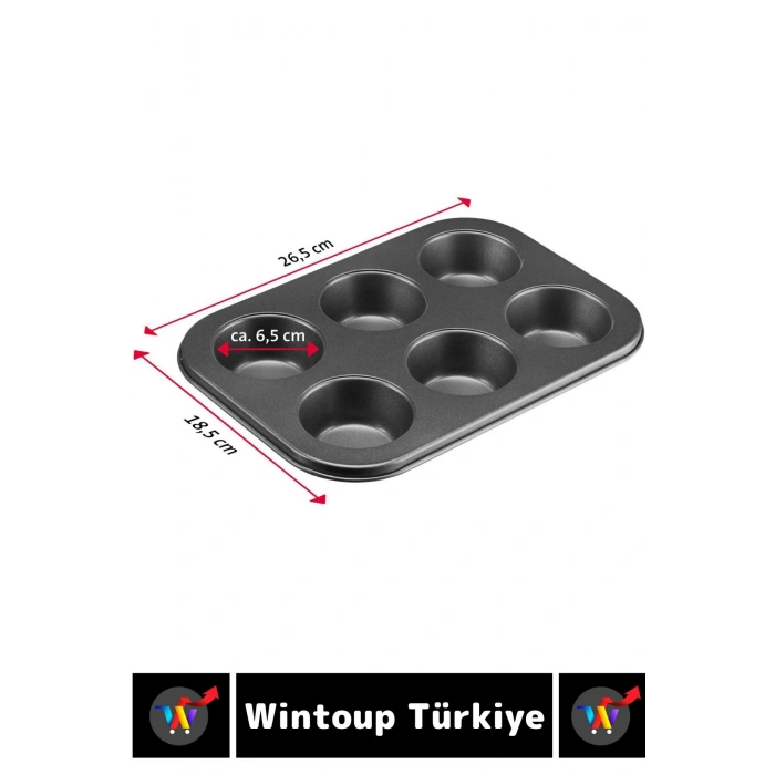 Premium Isıya Dayanıklı Yapışmaz Kolay Temizlenir Kek Brownie Cupcake 6lı Muffin Kek Kalıbı