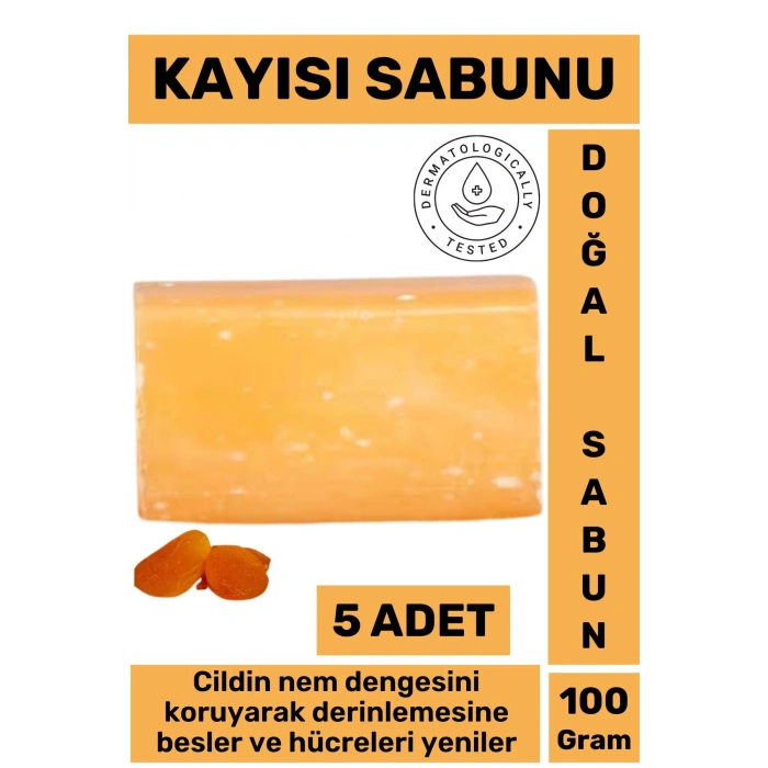 Doğal Güzel Kokulu Cilt Besleyici Yenileyici Saç Dökülmesine Karşı Organik Kayısı Sabunu 5 Adet