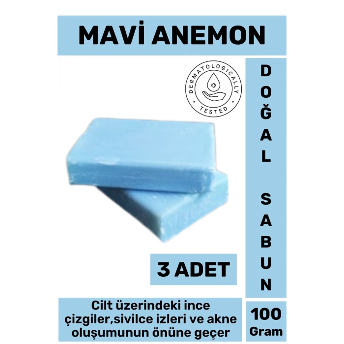 Özel Üretim Doğal Güzel Kokulu İzi Oluşumu Önleyici Organik Mavi Anemon Sabunu 3 Adet