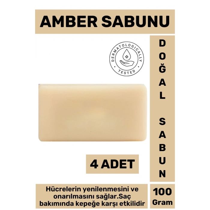 Doğal Güzel Kokulu Yenileyici Onarıcı Kepeğe Karşı Etkili Saç Güçlendirici Amber Sabunu 4 Adet
