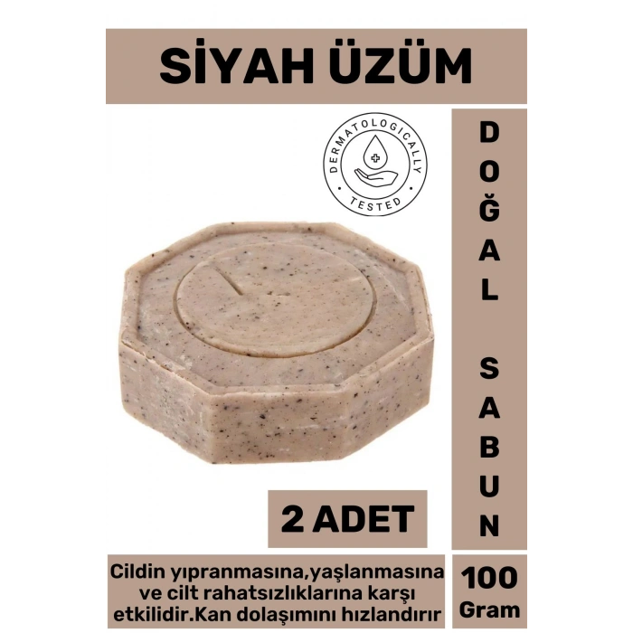 Özel Üretim Doğal Güzel Kokulu Yenileyici Cilt Onarıcı Yaşlanma Karşıtı Siyah Üzüm Sabunu 2 Adet