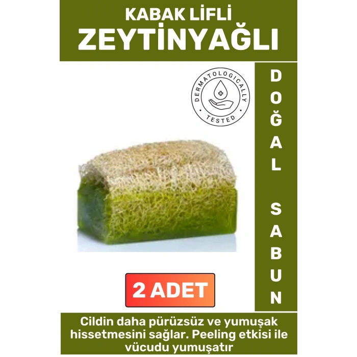 Özel Üretim Masaj Etkili Nemlendirici Kuruluk Giderici Doğal Kabak Lifli Zeytinyağı Sabunu 2 Adet