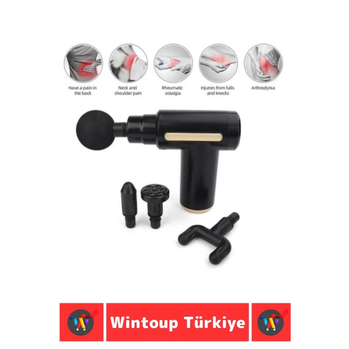 Premium 4 Başlıklı 6 Hız Ayarı Kas Gevşetici Spor Gündelik Şarjlı Darbeli Titreşimli Masaj Tabancası