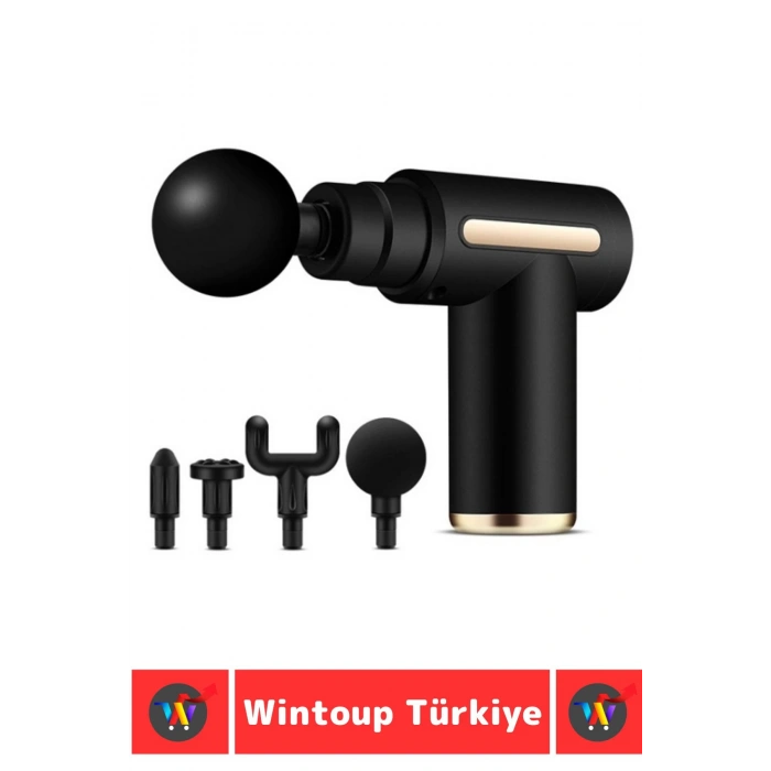 Premium 4 Başlıklı 6 Hız Ayarı Kas Gevşetici Spor Gündelik Şarjlı Darbeli Titreşimli Masaj Tabancası