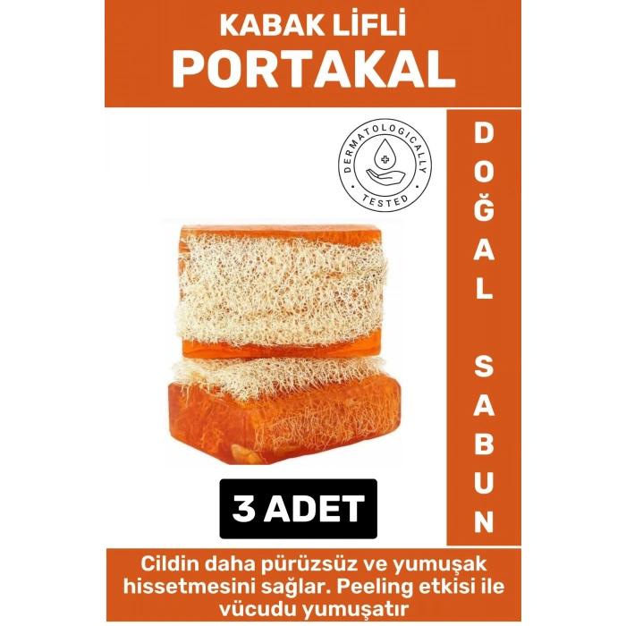 Özel Üretim Masaj Etkili Nemlendirici Kuruluk Giderici Doğal Kabak Lifli Portakal Sabunu 2 Adet