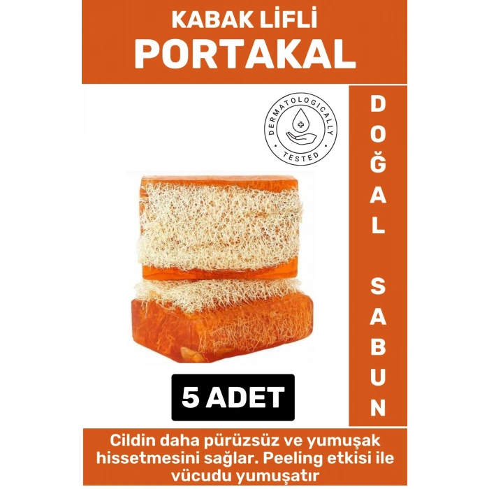 Özel Üretim Masaj Etkili Nemlendirici Kuruluk Giderici Doğal Kabak Lifli Portakal Sabunu 5 Adet