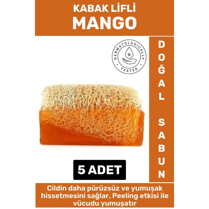 Özel Üretim Masaj Etkili Nemlendirici Kuruluk Giderici Doğal Kabak Lifli Mango Sabunu 5 Adet