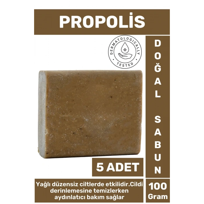 Özel Üretim Doğal Cilt Temizleyici Parlatıcı Nem Dengeleyici Yaşlanma Karşıtı Propolis Sabunu 5 Adet