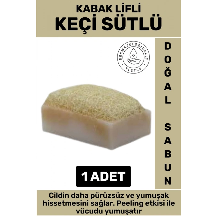 Özel Üretim Masaj Etkili Nemlendirici Kuruluk Giderici Doğal Kabak Lifli Keçi Sütlü Sabun 1 Adet