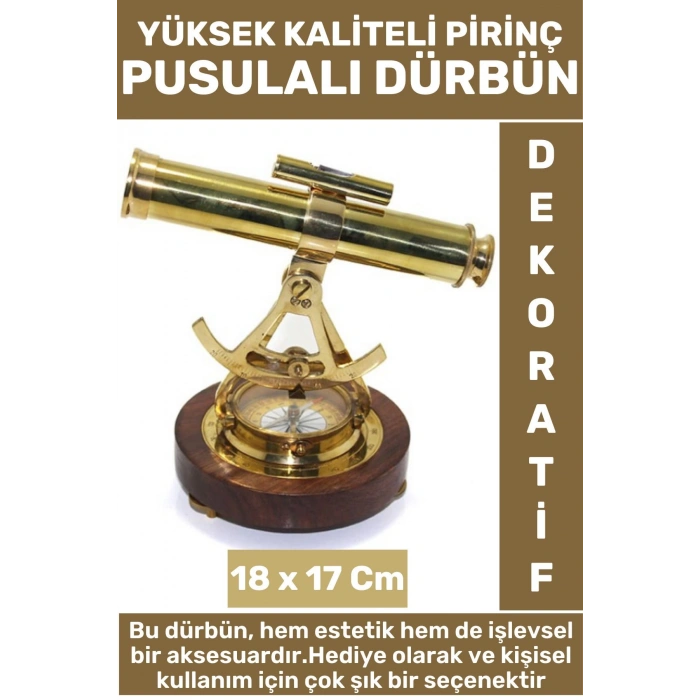 Premium Yüksek Kaliteli Erkek Arkadaş Sevgili Hediyelik Dekoratif Çok Şık Pirinç Pusulalı Dürbün