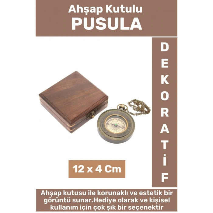 Özel Seri Erkek Arkadaşa Sevgiliye Baba Özel Dekoratif Hediyelik Koleksiyon Ahşap Kutulu PUSULA