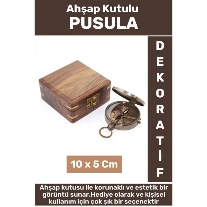 Yeni Seri Erkek Arkadaşa Sevgiliye Baba Özel Dekoratif Hediyelik Koleksiyon Ahşap Kutulu PUSULA