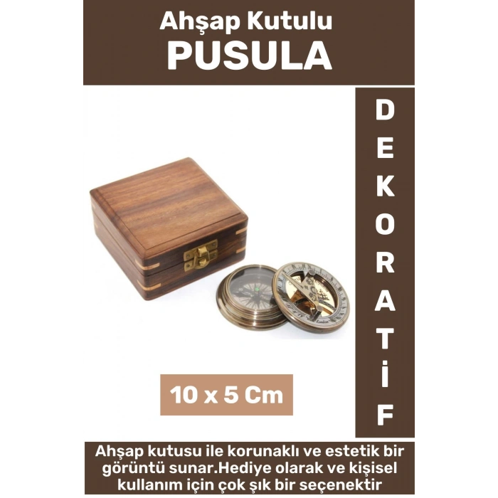 Özel Model Erkek Arkadaş Sevgili Baba Özel Dekoratif Hediyelik Koleksiyon Ahşap Kutulu PUSULA