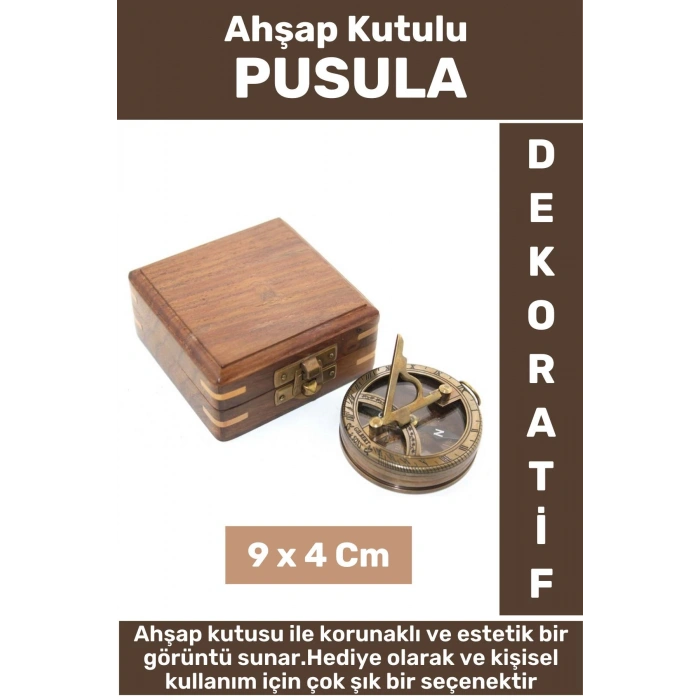 Premium Model Erkek Arkadaş Sevgiliye Baba Özel Dekoratif Hediyelik Koleksiyon Ahşap Kutulu PUSULA