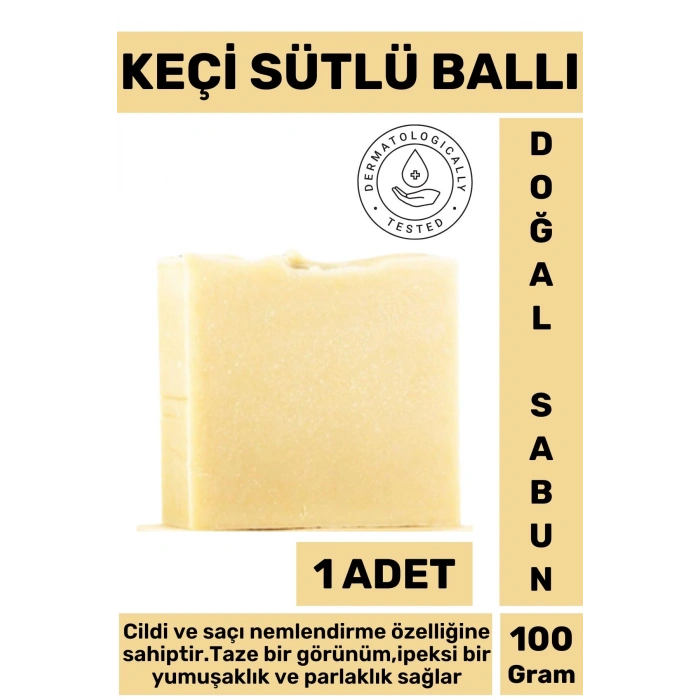 Doğal Güzel Kokulu İpeksi Parlak Görünüm Onarıcı Keçi Sütlü Ballı Sabun 1 Adet