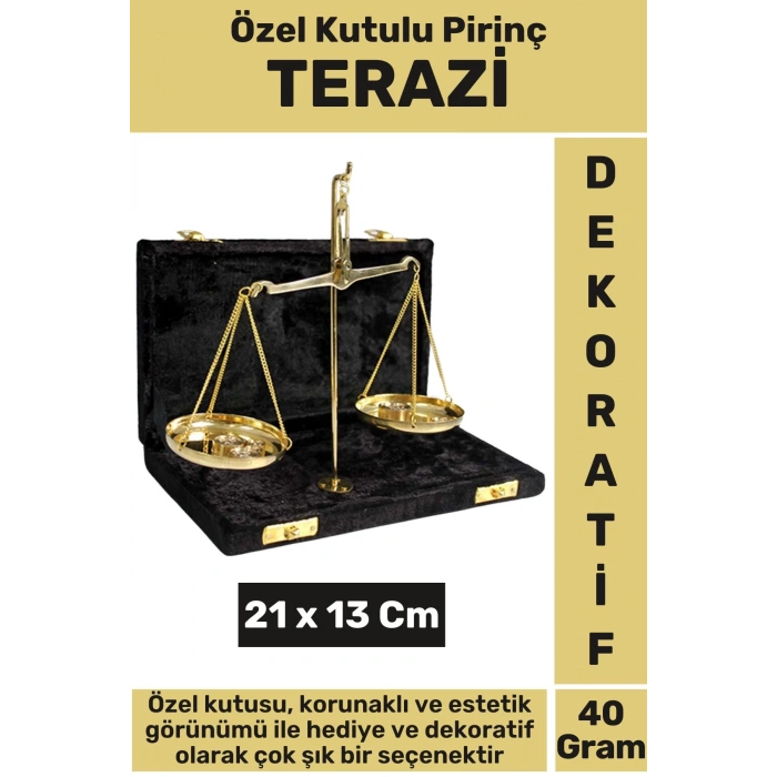 Premium Sevgili Arkadaş Özel Hediyelik Dekoratif Çok Şık Kutulu Yüksek Kaliteli Pirinç TERAZİ 40 Gr