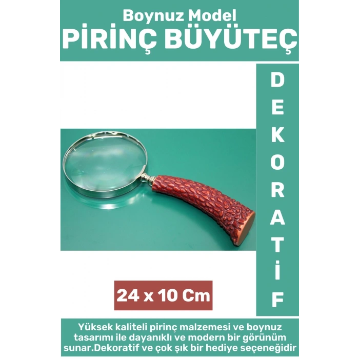 Premium Dekoratif Ev Ofis Hediyelik Çok Şık Yüksek Kaliteli Boynuz Model Pirinç BÜYÜTEÇ