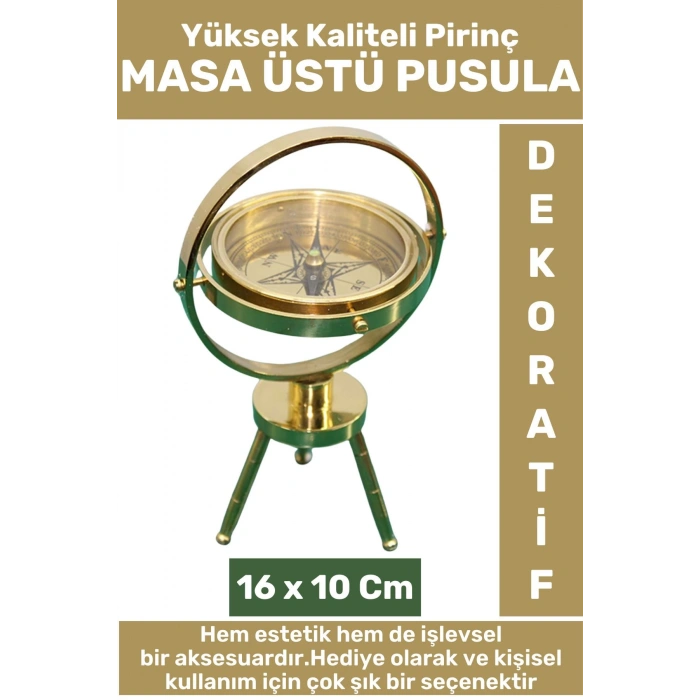 Premium Erkek Arkadaş Sevgili Denizci Özel Hediyelik Dekoratif Koleksiyon Pirinç Masa Üstü PUSULA