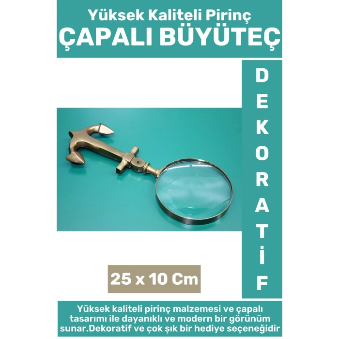 Premium Erkek Arkadaş Sevgili Denizci Hediyelik Dekoratif Şık Yüksek Kaliteli Pirinç ÇAPALI BÜYÜTEÇ