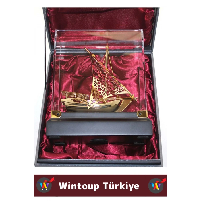 Premium Ev Ofis Dekoratif Koleksiyon Çok Şık Hediyelik Denizci Temalı Özel Kutulu Pirinç GEMİ