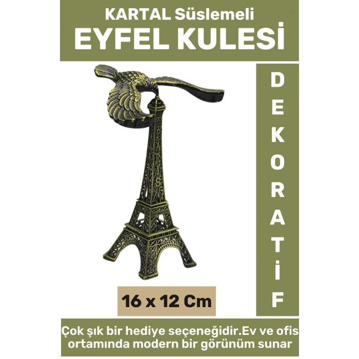 Ev Ofis Dekoratif Koleksiyon Çok Şık Hediyelik Yüksek Kaliteli Metal KARTAL Süslemeli EYFEL KULESİ