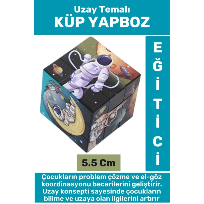 Premium El Göz Koordinasyon Geliştirici Eğitici Öğretici Eğlenceli Uzay Temalı Çocuk KÜP YAPBOZ
